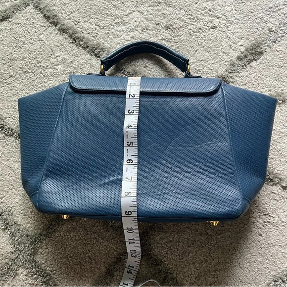 ONNA EHRLICH Amelia Leather Satchel with Tassel blue bag top handle - Picture 10 of 15